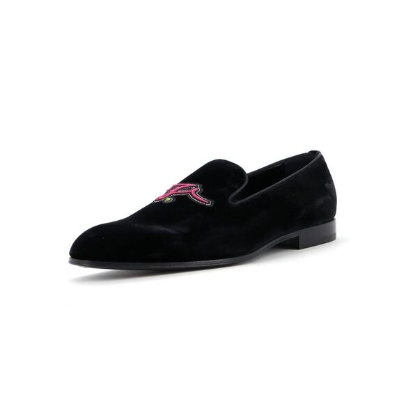 Louis Vuitton Men's Logo Loafers Embroidered Velvet Black, Multicolor - Picture 1 of 5